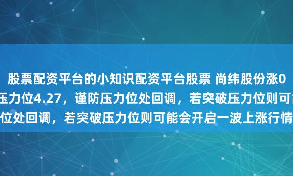 股票配资平台的小知识配资平台股票 尚纬股份涨0.95%，目前股价靠近压力位4.27，谨防压力位处回调，若突破压力位则可能会开启一波上涨行情