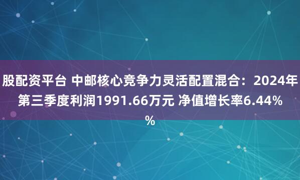 股配资平台 中邮核心竞争力灵活配置混合：2024年第三季度利润1991.66万元 净值增长率6.44%